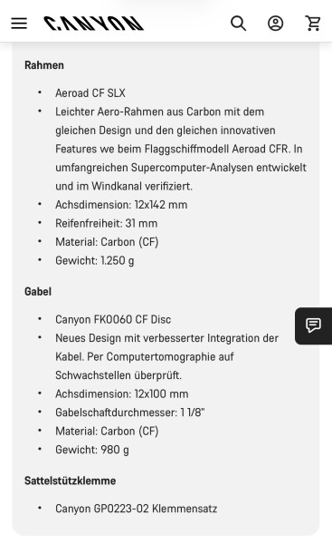Canyon Aeroad CF SLX 7 Disc eTap Größe M