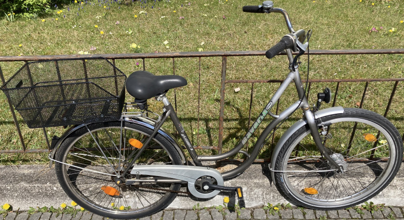 Stadtfahrrad Bavaria Line Lizzard für Damen, 26 Zoll, Nabenschaltung, Nabendynamo, Korb, Beleuchtung