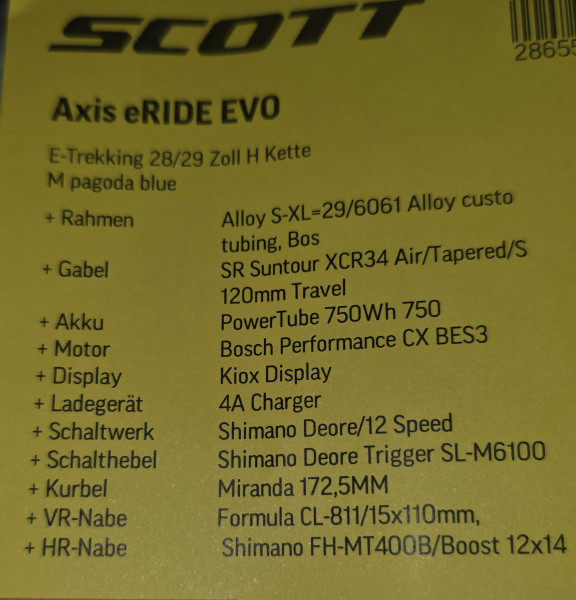 Scott Axis eRIDE EVO E-Trekking 28/29 Zoll gepflegter Zustand