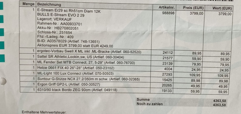 Bulls E-Mountainbike Evo 29- 51cm RH.