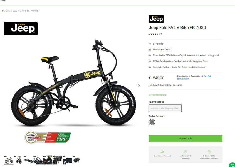 Jeep fold E-Bike Fatbike 7020 FR